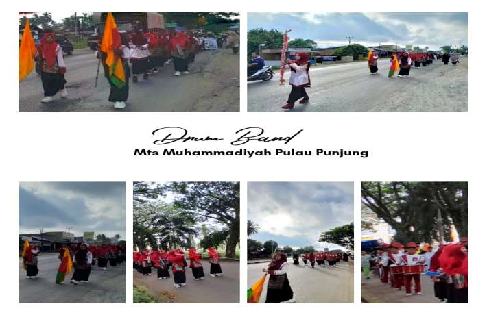 Pawai Khatam Al-Quran MDTA Dharmasraya Diiringi Drum Band MTs Muhammadiyah Pulau Punjung 